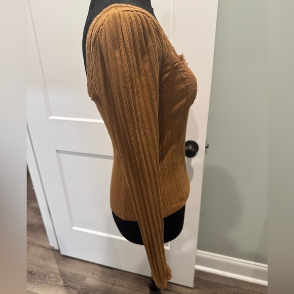 Free People Mustard Long Sleeve Blouse - Picture 3 of 12